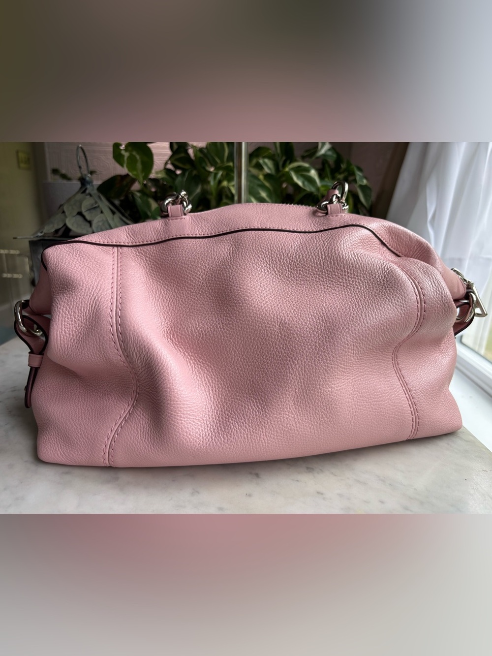 Coach Pink Pebbled Leather Satchel with Detachable Strap - Picture 2 of 11